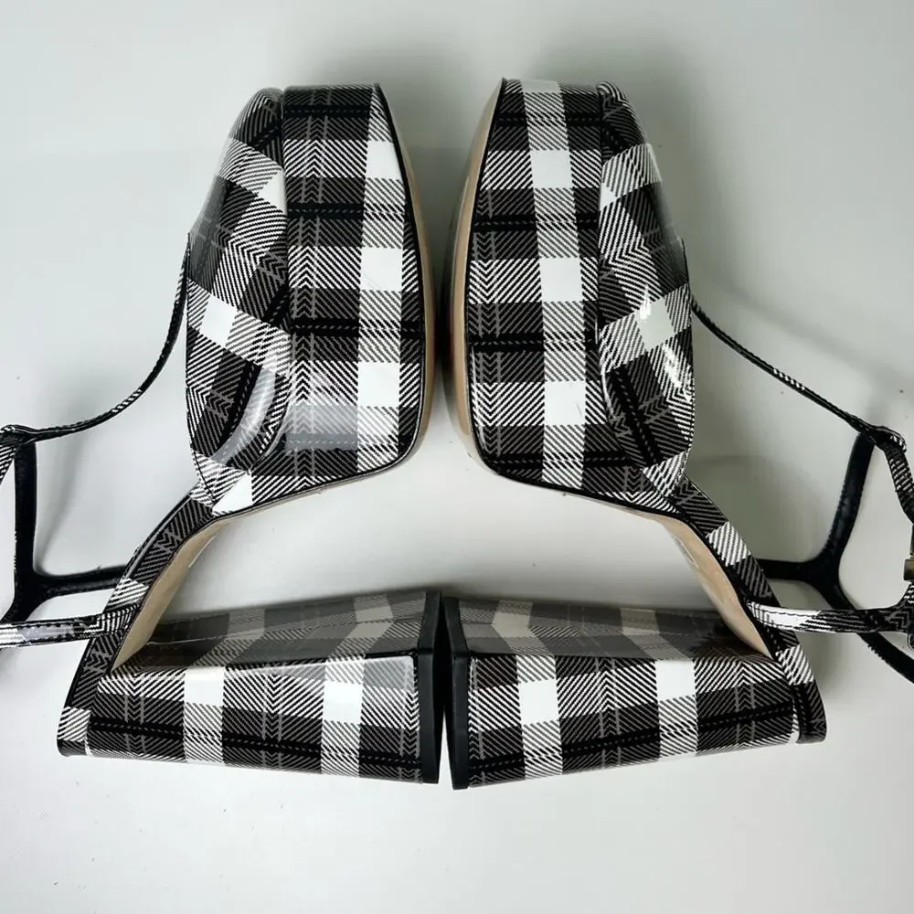 Larroude Pixie Plaid Pumps in Black Motif 7.5